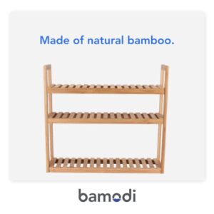 Bamodi Bamboo Bathroom 3 Tier Shelf - Multi-Shelves Bathroom Rack - Open Shelf Organizer for Kids Bedroom, Living Room, Office, Kitchen - Standing Storage Display Shelf for Towel, Book, Decor