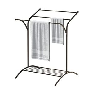 join iron freestanding towel rack, 3 tiers black metal towel rack rfor bathroom accessories organizer for bath storage & hand towels,washcloths,next to tub or shower