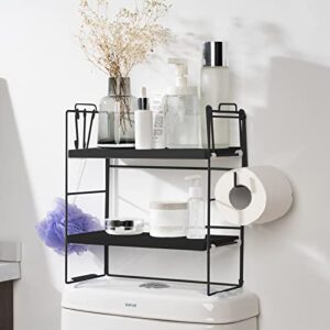 idee-home Toilet Shelf Space Savers Organizers, Bathroom Toilet Organizer Rack Over The Toilet Storage Black, Toilet Top Organizer Over The Bathroom Sink Shelf for Bathroom Above Toilet Small Space