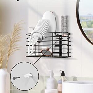 ULG Hair Dryer Holder, Hair Tool Organizer, Blow Dryer Holder, Wall Mounted, Bathroom Organizer for Hair Dryer, Flat Irons, Curling Wands, Hair Straighteners, 3 Sections, Black