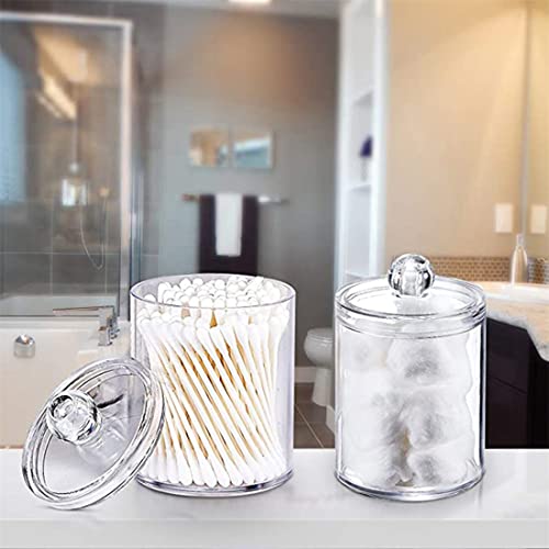 CNYEJQJC Qtip Holder Dispenser, Clear Plastic Apothecary Jars Cotton Swab Dispenser Bathroom Canister Storage Vanity Makeup Organizerwith Lids for Cotton Ball, Cotton Swab, Cotton Round Pads, Floss