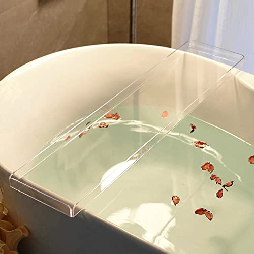 Bathtub Tray, NEWRAIN Clear Acrylic Bath Tub Tray Table for Luxury Bathroom,Bath Caddy Tub Table, Bathtub Accessories & Bathroom Gadgets