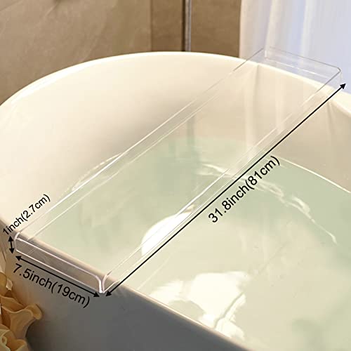 Bathtub Tray, NEWRAIN Clear Acrylic Bath Tub Tray Table for Luxury Bathroom,Bath Caddy Tub Table, Bathtub Accessories & Bathroom Gadgets