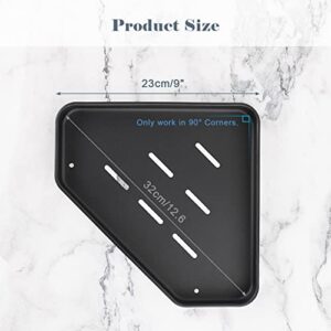 Corner Shower Caddy, 2-Pack Shower Organizer Shelf. Adhesive No Drilling Shower Rack, Rustproof Space Aluminium Shower Shelves for Bathroom Storage, with Towel Bar, Hair Dryer Holder and Hooks.