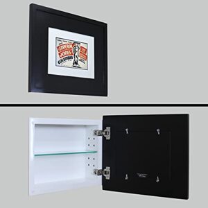 fox hollow furnishings landscape recessed picture frame medicine cabinet (14" w x 11" h) - black