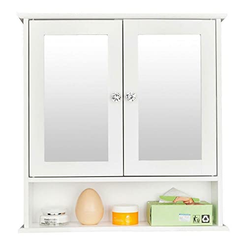 Bathroom Wall Mounted Cabinet Shelf Bath Kitchen Mirror Door Storage Organizer