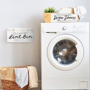 Dryer Sheet Dispenser 2 Pieces Farmhouse Laundry Softener Dispenser Wood Dryer Sheet Holder Laundry Detergent Holder White Fabric Softener Dispenser for Laundry Room Home Decor Organization, 2 Sizes