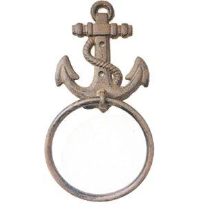 comfy hour cast iron solid anchor towel ring for hanging towel, wash cloth, aged old fashioned, brown, antique & vintage collection