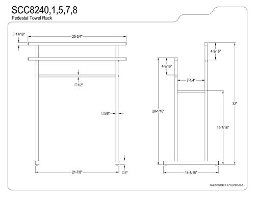 Kingston Brass SCC8248 Pedestal Steel Construction Towel-Rack, Brushed Nickel