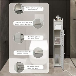 KISSWILL Small Bathroom Storage Cabinet, Slim Toilet Paper Storage Cabinet with 2 Doors & Shelves, Over Toilet Storage Cabinet for Skinny Bathroom Space Corner (White)