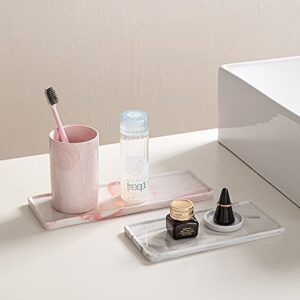 Bathroom Vanity Tray, Ceramic Marble Decor Tray, Bathroom Kitchen Countertop Organizer Cosmetic Tray for Perfume Soap Candles Jewelry Ring Towel Bathroom Accessories