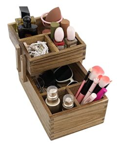 ecofives acacia makeup organizer, multi-function storage for makeup, toiletries, and more- great for vanity, desk, bathroom, bedroom, closet, kitchen (acacia)