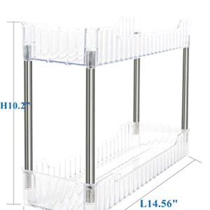 Sincey Slim Under Sink Bathroom Shower Shelf Organizer, 2-Tier Clear Acrylic Trays Shelf for Countertop,Counter Corner,Vanity,Cabinet Small Narrow Spaces, Multi-Storage for Toiletry,Skincare,Makeup