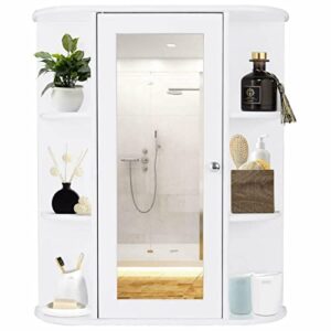 Home Bathroom Wall Mount Cabinet Storage Shelf Over Toilet w/Mirror Door