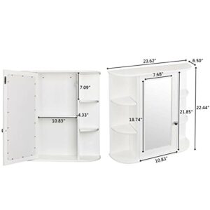 Home Bathroom Wall Mount Cabinet Storage Shelf Over Toilet w/Mirror Door