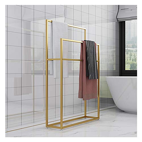 Wing Metal Free Standing Towel Rack, Large Towel Holder Stand for Bathroom, Kitchen, Washroom, Heavy Duty, Sturdy and Rust-Resistant,Gold,65×20×110cm(L×W×H)