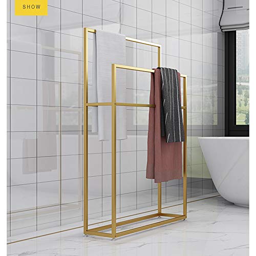 Wing Metal Free Standing Towel Rack, Large Towel Holder Stand for Bathroom, Kitchen, Washroom, Heavy Duty, Sturdy and Rust-Resistant,Gold,65×20×110cm(L×W×H)