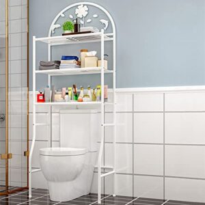 3-tier over-the-toilet storage rack, iron space saver organizer rack stable freestanding anti-tilt shelf bathroom organizer shelf toilet stands, 70.9x24.4x12.6 inch (white)