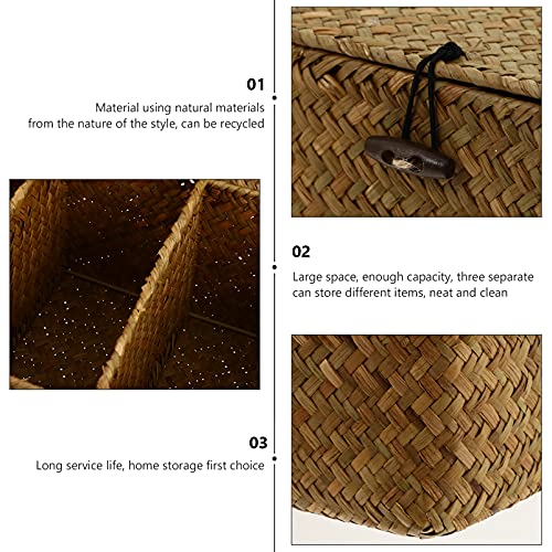 DOITOOL Woven Baskets Toilet Tank Basket Hyacinth Toilet Paper Basket Woven Rattan Storage Basket with Lids Wicker Basket Bin Desktop Storage Box Vanity Organizer Farmhouse Bathroom Decor Home Decor