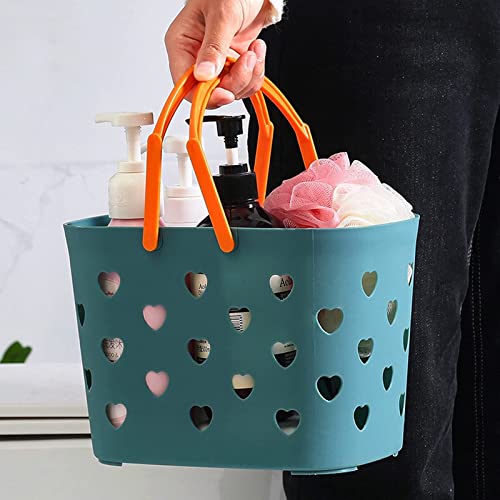 Anyoifax 2 Pack Portable Shower Caddy Tote Plastic Storage Basket with Handle Box Organizer Bin for Bathroom, Pantry, Kitchen, College Dorm, Garage, Set of 2 - Pink & Blue