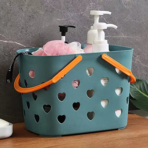 Anyoifax 2 Pack Portable Shower Caddy Tote Plastic Storage Basket with Handle Box Organizer Bin for Bathroom, Pantry, Kitchen, College Dorm, Garage, Set of 2 - Pink & Blue