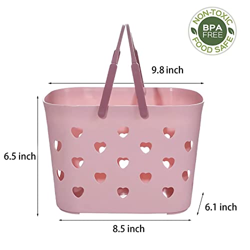 Anyoifax 2 Pack Portable Shower Caddy Tote Plastic Storage Basket with Handle Box Organizer Bin for Bathroom, Pantry, Kitchen, College Dorm, Garage, Set of 2 - Pink & Blue