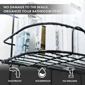 3-Pack Corner Shower Caddy Basket with Soap Dish Hooks, Stainless Steel No Drilling Wall Shelves, Rustproof Black Shower Storage Organizer Holder for Bathroom, Washroom, Toilet, Kitchen