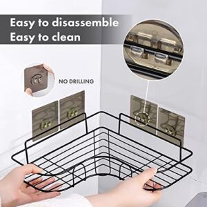 3-Pack Corner Shower Caddy Basket with Soap Dish Hooks, Stainless Steel No Drilling Wall Shelves, Rustproof Black Shower Storage Organizer Holder for Bathroom, Washroom, Toilet, Kitchen