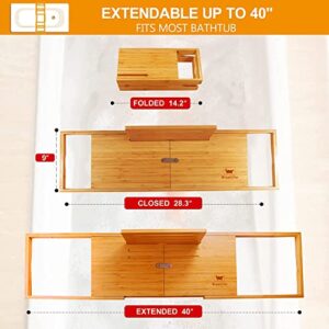 Premium Bathtub Tray Caddy - Expandable Bath Tray - Adjustable Bathroom Tray for Tub - Luxury Bath Caddy Tub Table - Unique House Warming Gifts New Home…