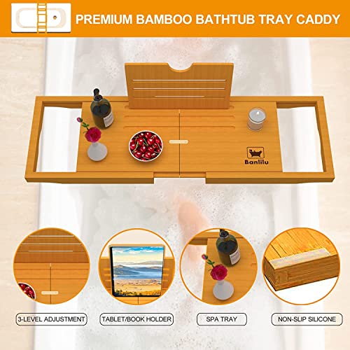 Premium Bathtub Tray Caddy - Expandable Bath Tray - Adjustable Bathroom Tray for Tub - Luxury Bath Caddy Tub Table - Unique House Warming Gifts New Home…