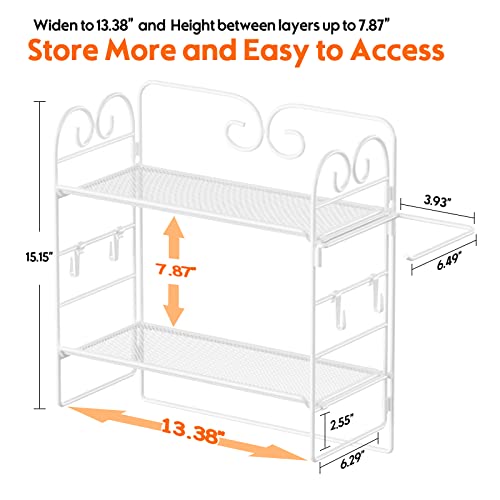 Ceayell Enlarge Over The Toilet Storage, 2-Tier Bathroom Storage Organizer Shelves Over Toilet, Bathroom Toilet Shelf Organizer, Folding Design, No Drilling Space Saver with Wall Mounting Design