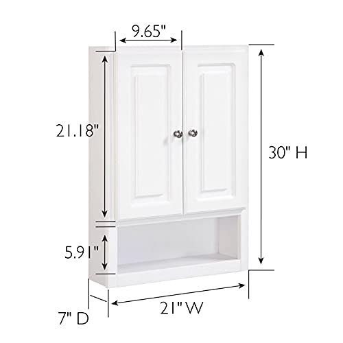 Design House Bathroom Wall Cabinet 2-Door, 1-Shelf, 21 x 30, White