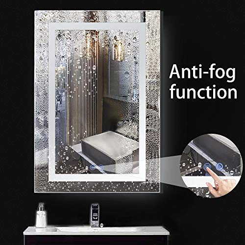 Chende Bathroom Medicine Cabinets with Lights, Stainless Steel Lighted Wall Cabinet with Mirror and Defogger, 20"X28" Bathroom Mirror Cabinet with LED Lights