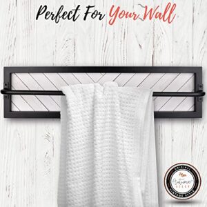 Autumn Alley White Farmhouse Towel Rack Holder Wall Mounted for Bathroom, Laundry Room in Unique Shiplap Design – Rustic Distressed Wood Towel Rack, Modern Matte Black Rod