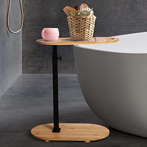 Bathtub Tray,Bath Tub Tray Table,Bamboo Bath Tray for Bathtub,Expandable Bathtub Tray,Advanced Freestanding Bath Caddy Tray for Tub Against Wall,Adjustable Height