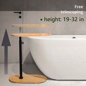 Bathtub Tray,Bath Tub Tray Table,Bamboo Bath Tray for Bathtub,Expandable Bathtub Tray,Advanced Freestanding Bath Caddy Tray for Tub Against Wall,Adjustable Height