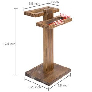 MyGift 2-Tier Bathroom Counter Towel Holder Rack, Burnt Wood Tabletop Bath Hand Towel Stand