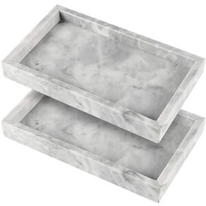 zeonhak 2 pack 6 x 10 inches natural marble tray, decorative rectangle marble tray, marble serving tray for coffee table, vanity, bathroom, kitchen, dresser, jewelry