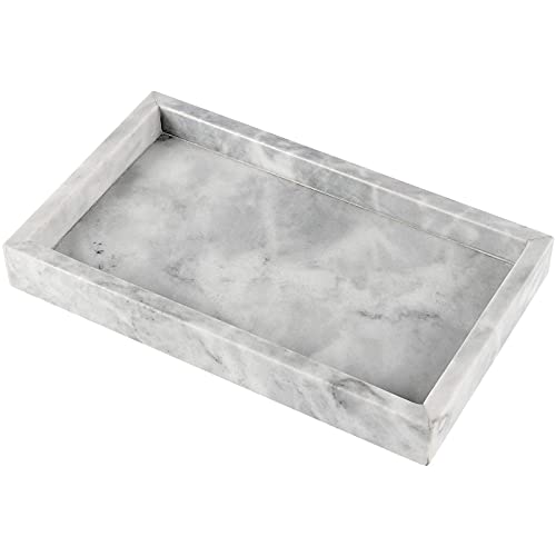 ZEONHAK 2 Pack 6 x 10 Inches Natural Marble Tray, Decorative Rectangle Marble Tray, Marble Serving Tray for Coffee Table, Vanity, Bathroom, Kitchen, Dresser, Jewelry