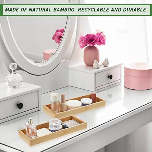 2 Pcs Bamboo Bathroom Tray Toilet Paper Storage Toilet Tank Tray Toilet Tissue Holder Organizer Box Basket with Silicone Slip Resistant at 4 Corners for Tank Kitchen Counter (11 x 4X 1 Inch)