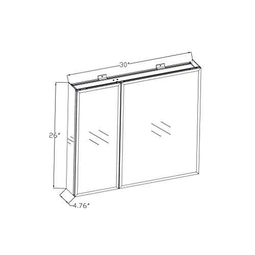 Utopia Alley Frameless Rustproof Medicine Cabinet - Surface Mount or Recessed Medicine Cabinet with Mirrored Sides, Bi-View- Bathroom Organizer Cabinet with Mirror & Storage Shelves - 30"x26" Silver