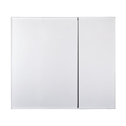 Utopia Alley Frameless Rustproof Medicine Cabinet - Surface Mount or Recessed Medicine Cabinet with Mirrored Sides, Bi-View- Bathroom Organizer Cabinet with Mirror & Storage Shelves - 30"x26" Silver