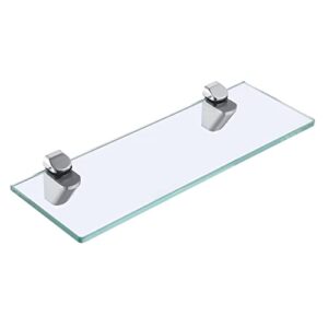 kes bathroom tempered glass shelf 14-inch 8mm-thick wall mount rectangular polished chrome, bgs3202s35