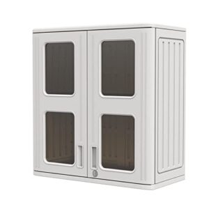 mrosaa indoor outdoor storage cabinet waterproof with shelf, 13.3" d x 28.9" w x 30.1" h, lockable cabinet for indoor/outdoor/garage storage for garden tools/lawn care accessories, white