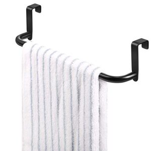 4 Pieces Metal Towel Bar Kitchen Cabinet Towel Rack Strong Steel Towel Bar Rack for Hanging on Inside or Outside of Doors, Home Kitchen Bathroom, Hand Towels, Dish Towels and Tea Towels (Black)