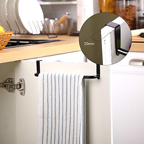 4 Pieces Metal Towel Bar Kitchen Cabinet Towel Rack Strong Steel Towel Bar Rack for Hanging on Inside or Outside of Doors, Home Kitchen Bathroom, Hand Towels, Dish Towels and Tea Towels (Black)