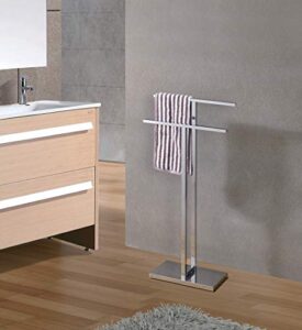 kings brand furniture - mertzon modern metal free-standing towel rack stand, chrome