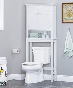 spirich home bathroom shelf over-the-toilet, bathroom spacesaver, bathroom bathroom storage cabinet organizer, white with drawer