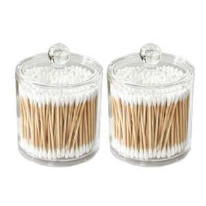 cleamaisonn cotton bud holder 10 oz bathroom jars with lids for cotton ball swab pad cotton pad holder (2pcs)