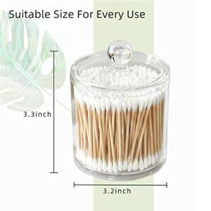 CLEAMAISONN Cotton Bud Holder 10 Oz Bathroom Jars with Lids for Cotton Ball Swab Pad Cotton Pad Holder (2Pcs)